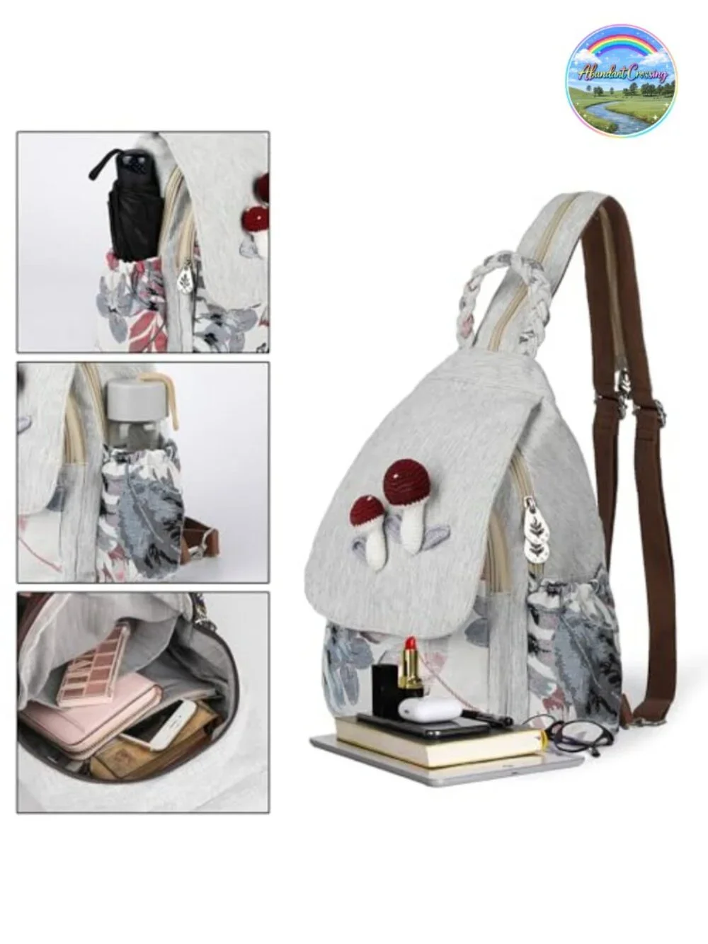 Hand Crafted Canvas Sling Bag, Convertible Mini Backpack, Crossbody Purse